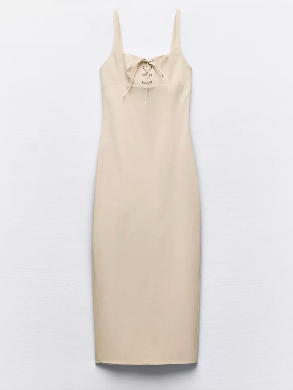ZARA Crossover Lace-Up Front Midi Lined Dress NWT. REF.4661/358